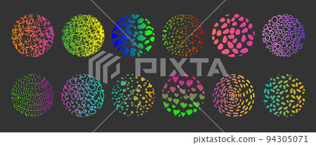 Set of round Abstract colorful bright Backgrounds hand-drawn doodles 94305071
