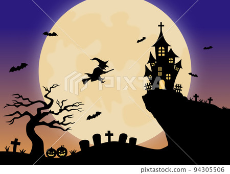 Halloween eerie full moon night background material Halloween eerie full moon night background material 94305506