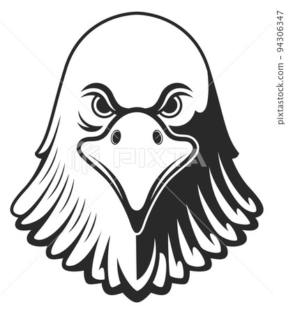 Prey bird head logo. Black eagle symbol 94306347