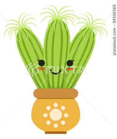 Funny cactus. Green houseplant. Home cacti character 94306369