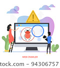 Web crawler vector illustration in flat style. People checking the website concept 94306757