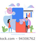 Business solution concept vector illustration. People solving buisness task together. Teamwork, brainstorm flat style scene 94306762