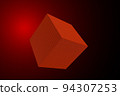 3D orange cube in dark red space 94307253