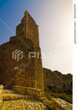 Landscape to ruined Kanine Castle and Shushica mountain, Vlore, Albania 94308045