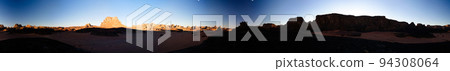 360 Sunrise panoramic view to Moul Naga valley at in Tassili nAjjer national park, Algeria 360 Sunrise panoramic view to Moul Naga valley at in Tassili nAjjer national park, Algeria 94308064