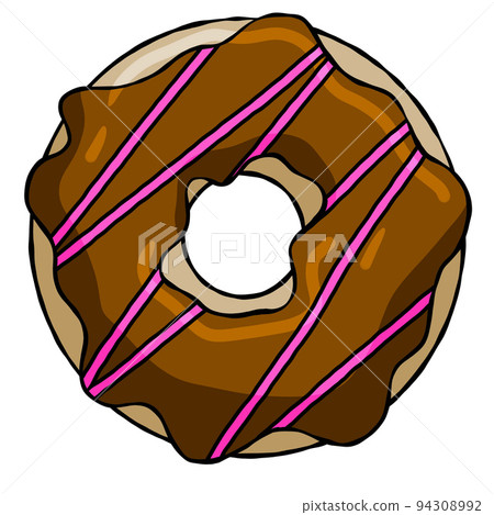 Donut with chocolate glaze. Sweet sugar dessert with icing. Donut with chocolate glaze. Sweet sugar dessert with icing. 94308992