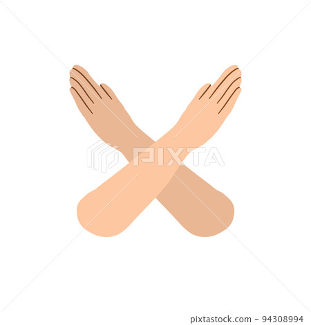 Break the bias. Gesture of crossed arms. Social movement of Women Break the bias. Gesture of crossed arms. Social movement of Women 94308994