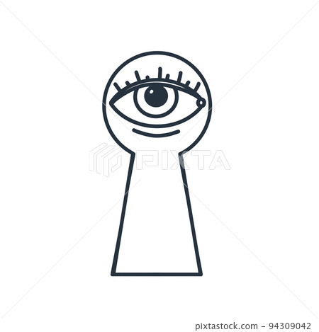 Lock hole with eye. Observation through keyhole. Concept of espionage and computer security. Lock hole with eye. Observation through keyhole. Concept of espionage and computer security. 94309042