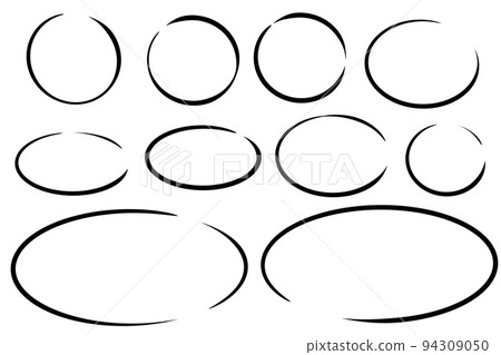 Set of circles. Geometric round. Collection of black sketch ring and oval shapes. Set of circles. Geometric round. Collection of black sketch ring and oval shapes. 94309050