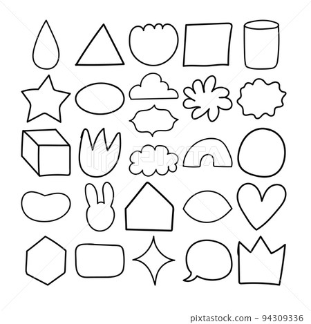 Shapes Hand Drawn Doodle Line Art Outline Set 94309336