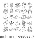 Thanksgiving Hand Drawn Doodle Line Art Outline Set 94309347