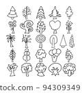 Trees Hand Drawn Doodle Line Art Outline Set 94309349