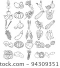 Vegetables Hand Drawn Doodle Line Art Outline Set 94309351