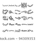 Vines Hand Drawn Doodle Line Art Outline Set 94309353
