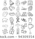 Winter Hand Drawn Doodle Line Art Outline Set 94309354