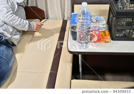 Man relaxing in a camper Isolation life Workation Evacuation life Image Man relaxing in a camper Isolation life Workation Evacuation life Image 94309833