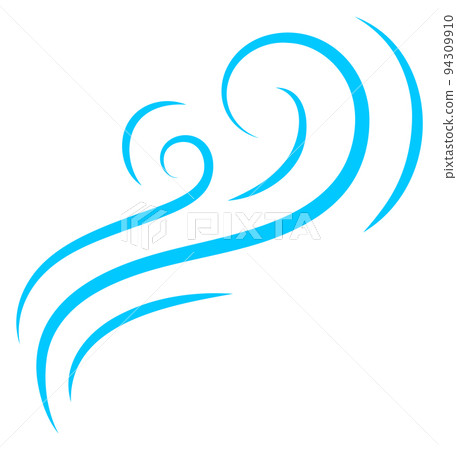 Blue air motion lines. Wind symbol. Steam sign 94309910