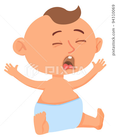 Crying toddler character. Cartoon newborn loudly yell Crying toddler character. Cartoon newborn loudly yell 94310069