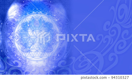將奇妙的曼陀羅圖案與生命之花融為一體的設計背景圖像 將奇妙的曼陀羅圖案與生命之花融為一體的設計背景圖像 94310327