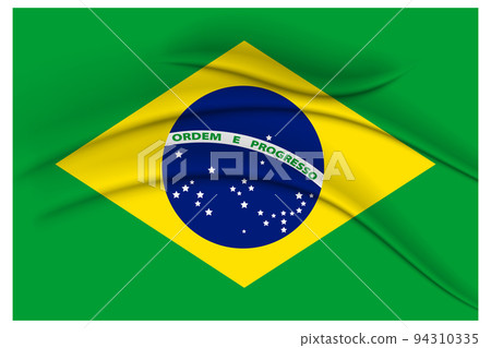 Flag of Brazil. Silk effect with pleats. Illustration, vector 94310335