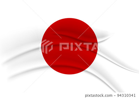Flag of Japan. Silk effect with pleats. Illustration, vector 94310341