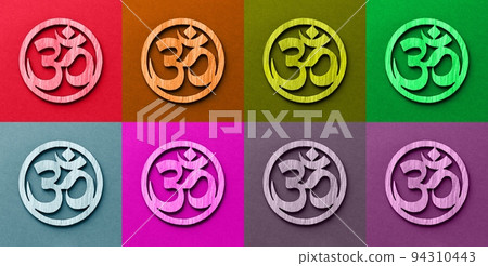 Pattern of colorful Om or Aum mantra symbol Pattern of colorful Om or Aum mantra symbol 94310443
