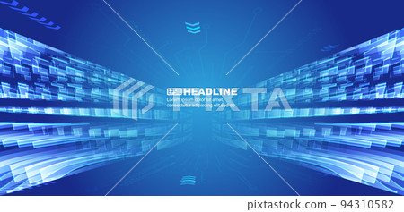 Vertically extending square and polygonal technology space background Vertically extending square and polygonal technology space background 94310582