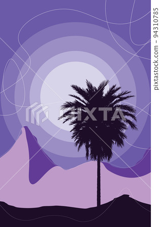 Palm trees silhouettes retro design 94310785
