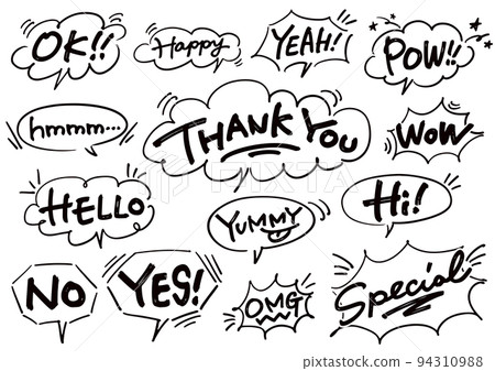 Speech balloons and handwritten message set 94310988