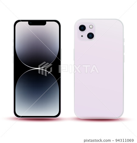 Purple smartphone, model phone 14, IT industry novelty, original wallpaper, mockup for web design on white background - Vector Purple smartphone, model phone 14, IT industry novelty, original wallpaper, mockup for web design on white background - Vector 94311069