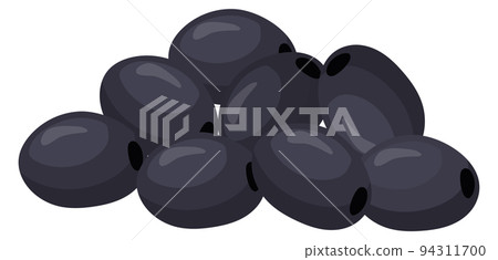 Black olives pile. Cartoon ripe fresh food 94311700