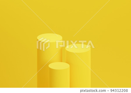 Simple yellow cylinder product display stock 3D illustration background 94312208