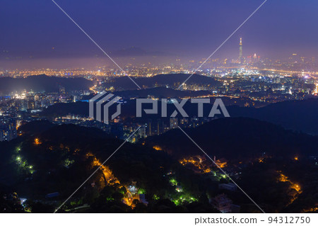 Twilight aerial view of the Neihu District cityscape from Bishanyan Twilight aerial view of the Neihu District cityscape from Bishanyan 94312750