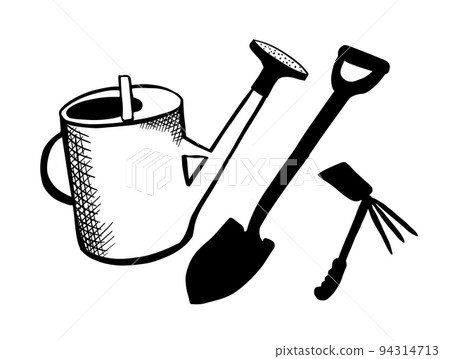 Objects watering can, shovel, chopper . Vector illustration Objects watering can, shovel, chopper . Vector illustration 94314713