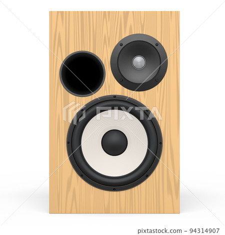 Hi-fi speakers with loudspeakers for sound recording studio on white background. 94314907