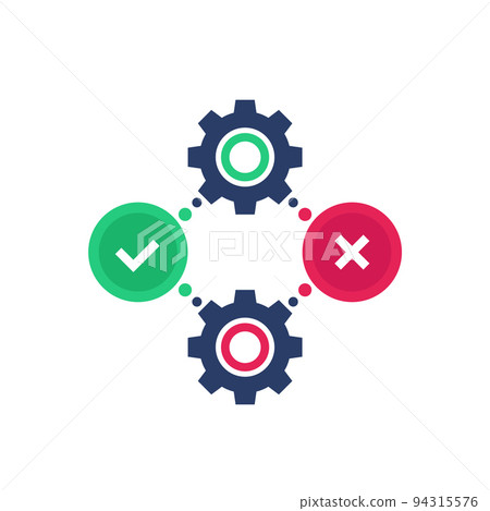 positive and negative icon with gears 94315576
