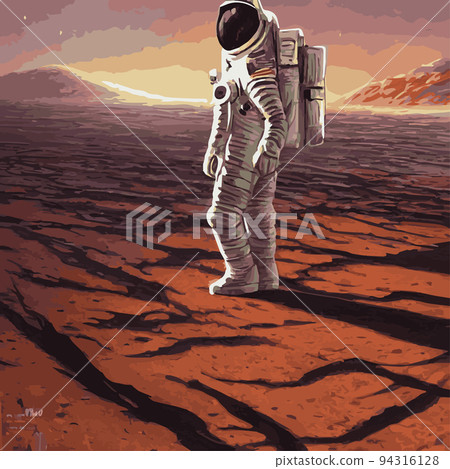 Vector illustration of space, astronaut and galaxy for poster, banner or background. Abstract drawings of the future, science fiction and astronomy. Astronaut astronaut floats in the stratosphere 94316128