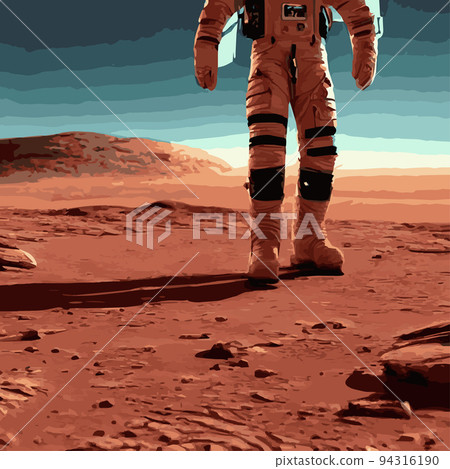 Vector illustration of space, astronaut and galaxy for poster, banner or background. Abstract drawings of the future, science fiction and astronomy. Astronaut astronaut floats in the stratosphere 94316190