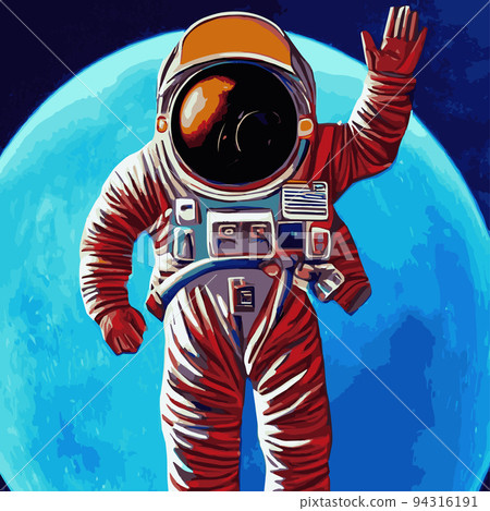 Vector illustration of space, astronaut and galaxy for poster, banner or background. Abstract drawings of the future, science fiction and astronomy. Astronaut astronaut floats in the stratosphere 94316191