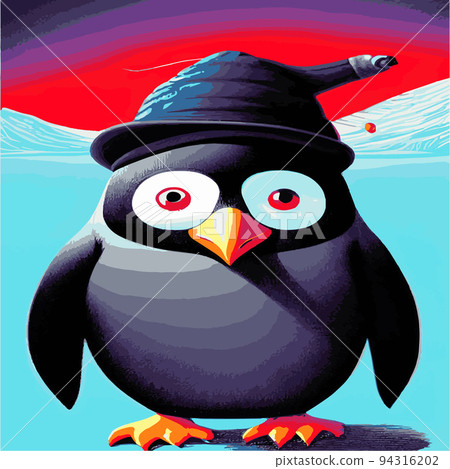 Vector poster with cute winter penguin in cozy clothes. Doodle illustration. Winter holidays, Illustration of family penguin, cub, bird, feathered. For design postcards, children's clothing, posters Vector poster with cute winter penguin in cozy clothes. Doodle illustration. Winter holidays, Illustration of family penguin, cub, bird, feathered. For design postcards, children's clothing, posters 94316202