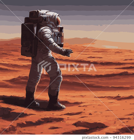 Vector illustration of space, astronaut and galaxy for poster, banner or background. Abstract drawings of the future, science fiction and astronomy. Astronaut astronaut floats in the stratosphere 94316299