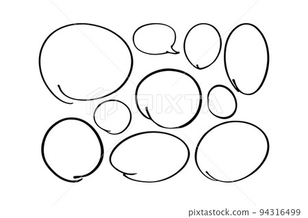 Set hand drawn ovals, pen circles. Circle for highlighting text. Vector illustration. 94316499
