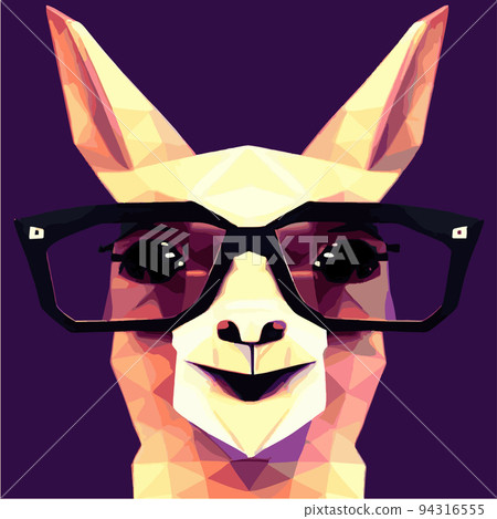 Cheerful llama with glasses pastel background pop geometric art. Humorous postcard, t-shirt composition, hand drawn style print. polygon vector illustration. Funny poster. Portrait llama Cheerful llama with glasses pastel background pop geometric art. Humorous postcard, t-shirt composition, hand drawn style print. polygon vector illustration. Funny poster. Portrait llama 94316555