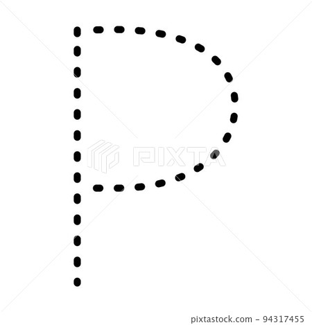 Tracing Alphabet letter P prewriting dotted line element for kindergarten, preschool and Montessori school kids worksheet for handwriting practice activity. 94317455