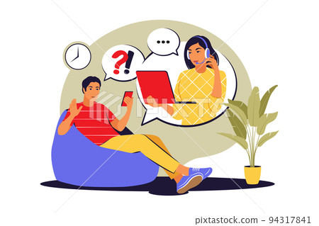 Call center concept. Clients assistance, hotline operator. Vector illustration. Flat 94317841