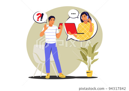 Call center concept. Clients assistance, hotline operator. Vector illustration. Flat 94317842