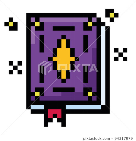 Isolated colored magic book videogame icon Pixelated style Vector Isolated colored magic book videogame icon Pixelated style Vector 94317979