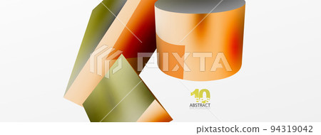 Metallic 3d shape vector geometric background. Trendy techno business template for wallpaper, banner, background or landing Metallic 3d shape vector geometric background. Trendy techno business template for wallpaper, banner, background or landing 94319042