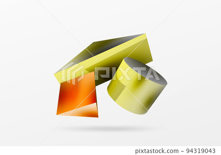 Vector 3d abstract background. Shapes 3d triangle and cylinder. Trendy techno business template for wallpaper, banner, background or landing Vector 3d abstract background. Shapes 3d triangle and cylinder. Trendy techno business template for wallpaper, banner, background or landing 94319043
