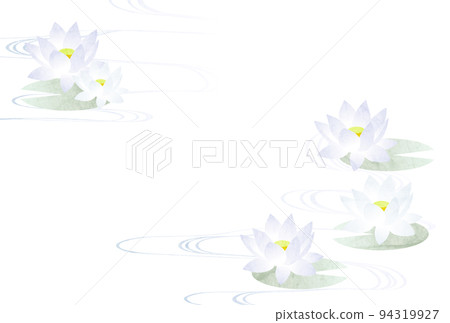 Watercolor style lotus and running water postcard Yoko radio 94319927